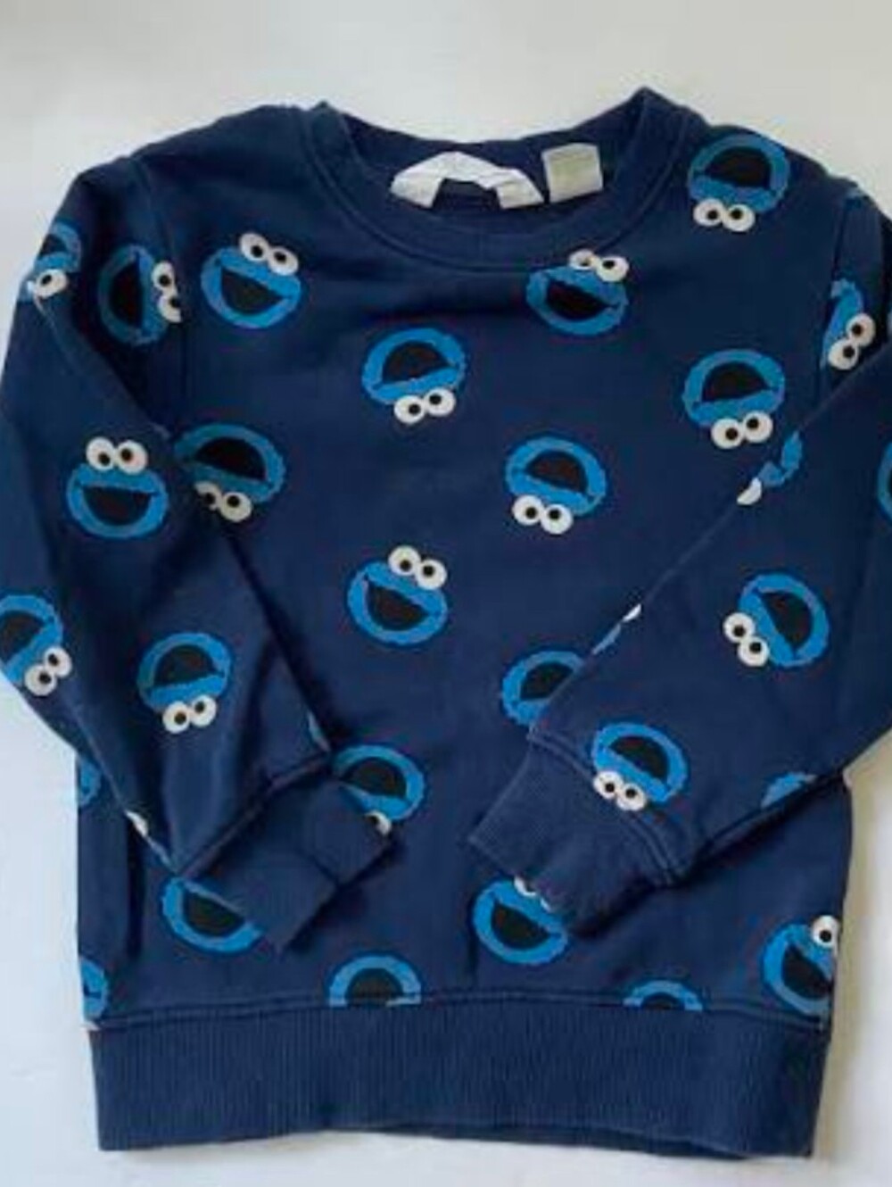 H&M Navy Sweatshirt with Bright Blue Cookie Monster Faces